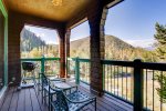 Outdoor balcony features excellent views of the mountainous region